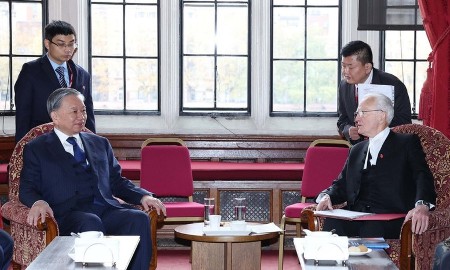 Tổng Bí thư Tô Lâm hội kiến Chủ tịch Thượng viện Anh và Chủ tịch Hạ viện Anh