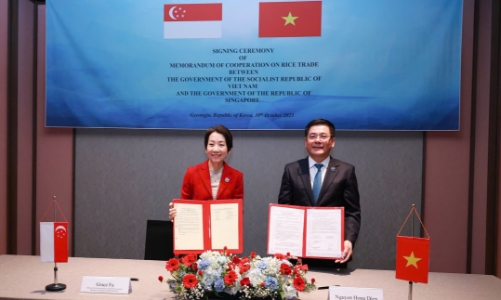 Singapore - Việt Nam ký Bản ghi nhớ hợp tác thương mại gạo