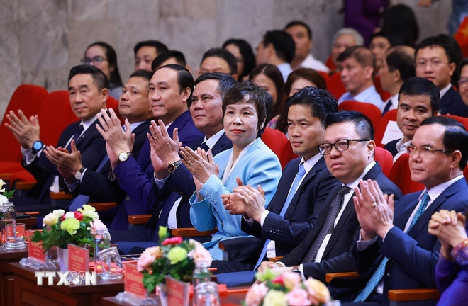 Các đại biểu dự Lễ trao Giải Báo chí toàn quốc phòng, chống tham nhũng, lãng phí, tiêu cực lần thứ 5. Ảnh: TTXVN