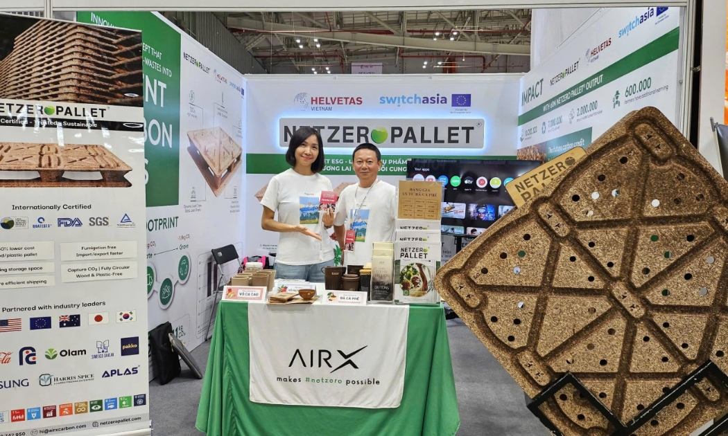 Các sản phẩm vật liệu sinh học được trưng bày tại Vietnam Coffee Expo 2025.