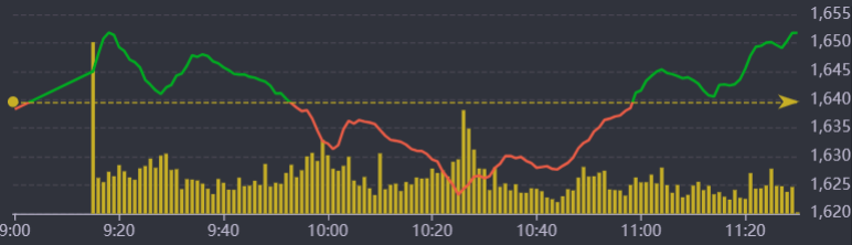 Diễn biến VN-Index sáng nay.