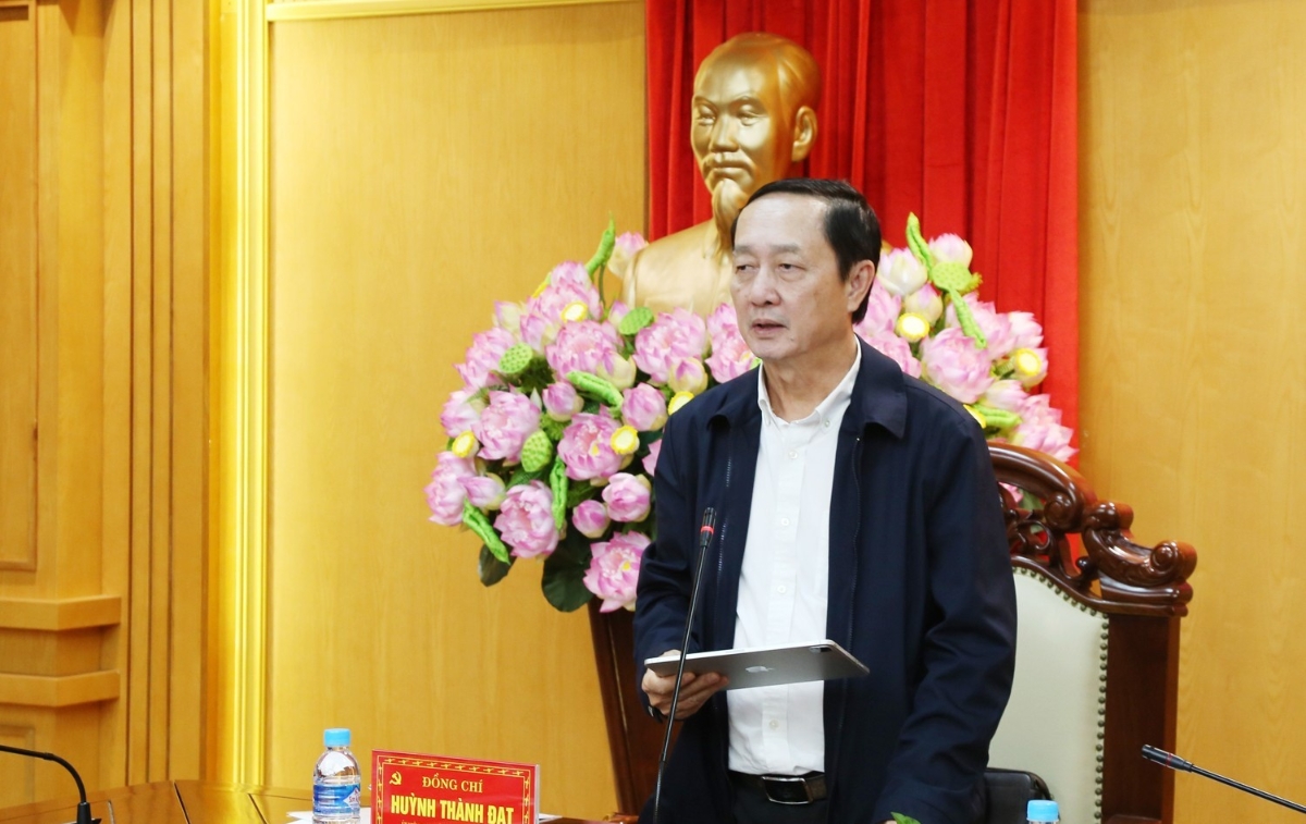 Phó Trưởng ban Tuyên giáo và Dân vận Trung ương Huỳnh Thành Đạt phát biểu tại buổi làm việc.&nbsp;Ảnh: Phúc Quang