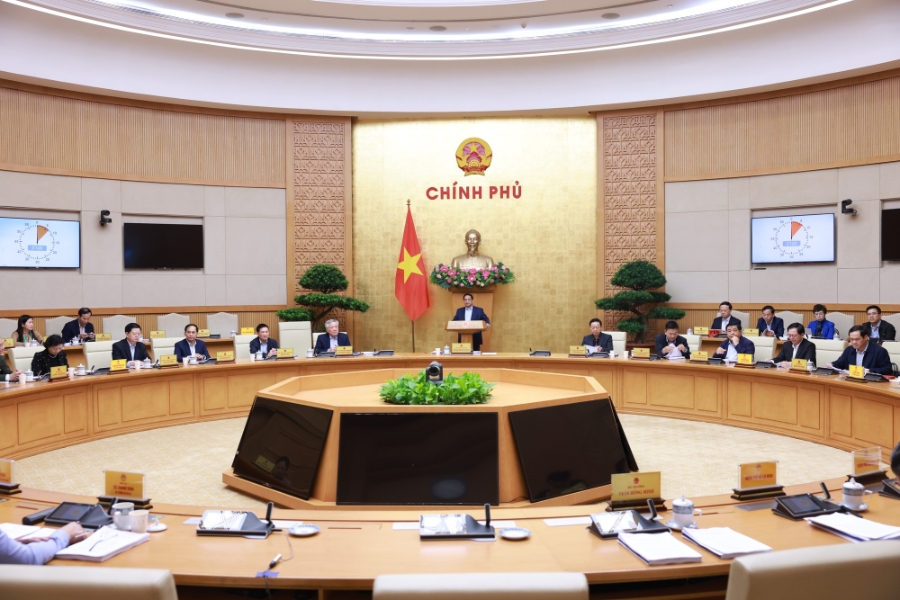 Thủ tướng Phạm Minh Chính chủ trì Phiên họp Chính phủ chuyên đề về các nghị định hướng dẫn thực hiện Nghị quyết số 222/2025/QH15 của Quốc hội về Trung tâm tài chính quốc tế tại Việt Nam - Ảnh: VGP/Nhật Bắc.