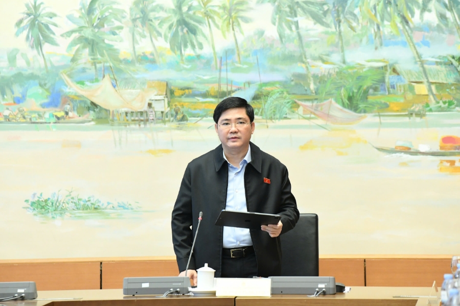 Trưởng Đoàn đại biểu Quốc hội TP.Cần Thơ Nguyễn Tuấn Anh phát biểu. Ảnh Lâm Hiển