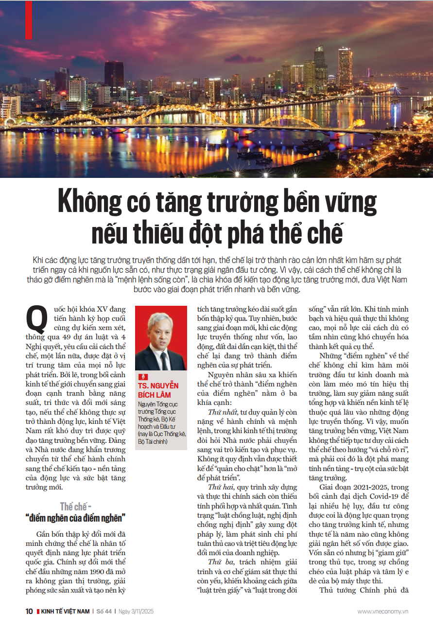 Không có tăng trưởng bền vững nếu thiếu đột phá thể chế - Ảnh 1