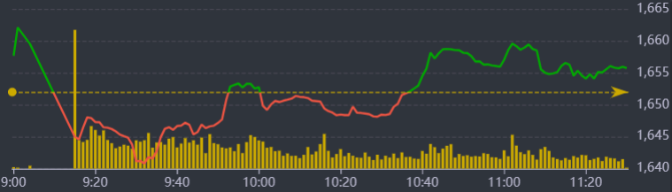 Diễn biến VN-Index sáng nay.