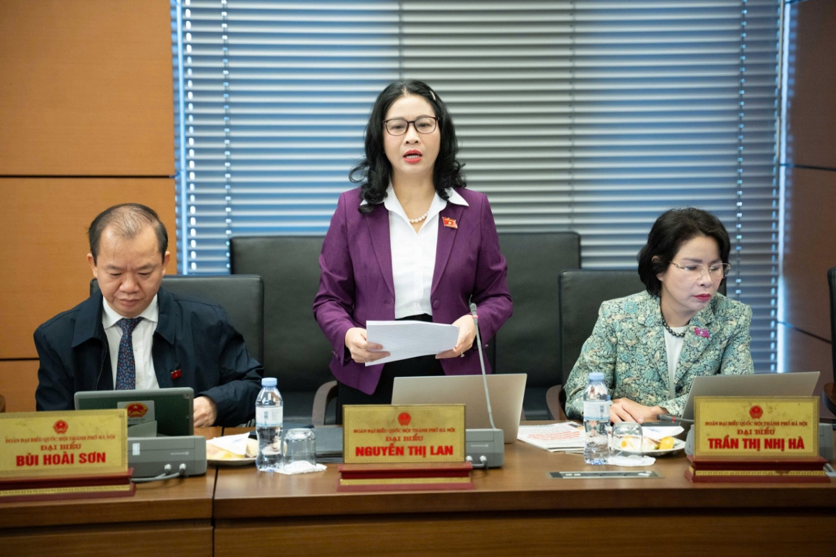 Đại biểu Nguyễn Thị Lan, đoàn TP.phố Hà Nội nêu ý kiến thảo luận. Ảnh: quochoi.vn