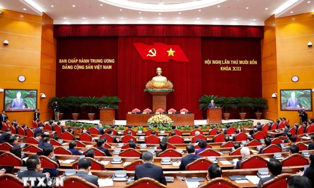 Hội nghị lần thứ 14 Ban Chấp hành Trung ương Đảng khóa XIII đã bế mạc, hoàn thành toàn bộ nội dung đề ra với sự thống nhất cao, chất lượng tốt. Ảnh: TTXVN