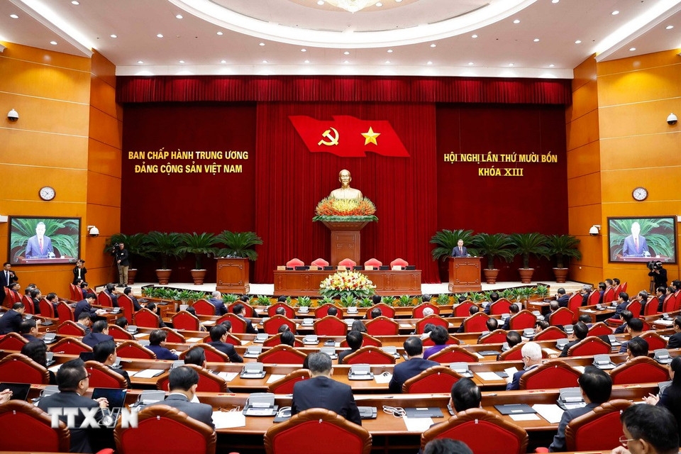 Hội nghị lần thứ 14 Ban Chấp hành Trung ương Đảng khóa XIII đã bế mạc, hoàn thành toàn bộ nội dung đề ra với sự thống nhất cao, chất lượng tốt. Ảnh: TTXVN