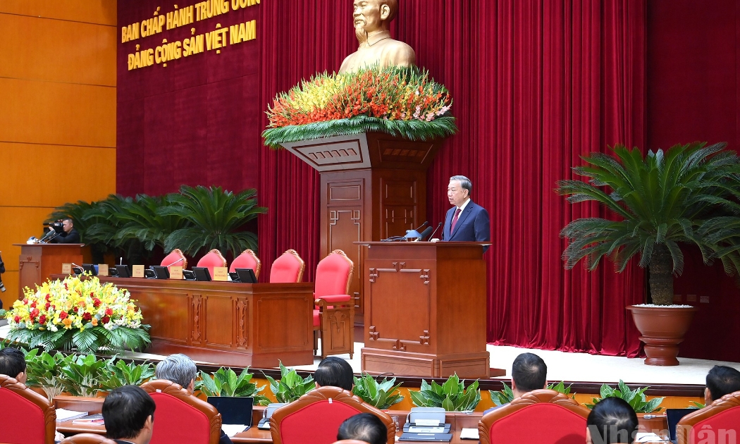 Tổng Bí thư Tô Lâm phát biểu bế mạc hội nghị. Ảnh: Nhân Dân