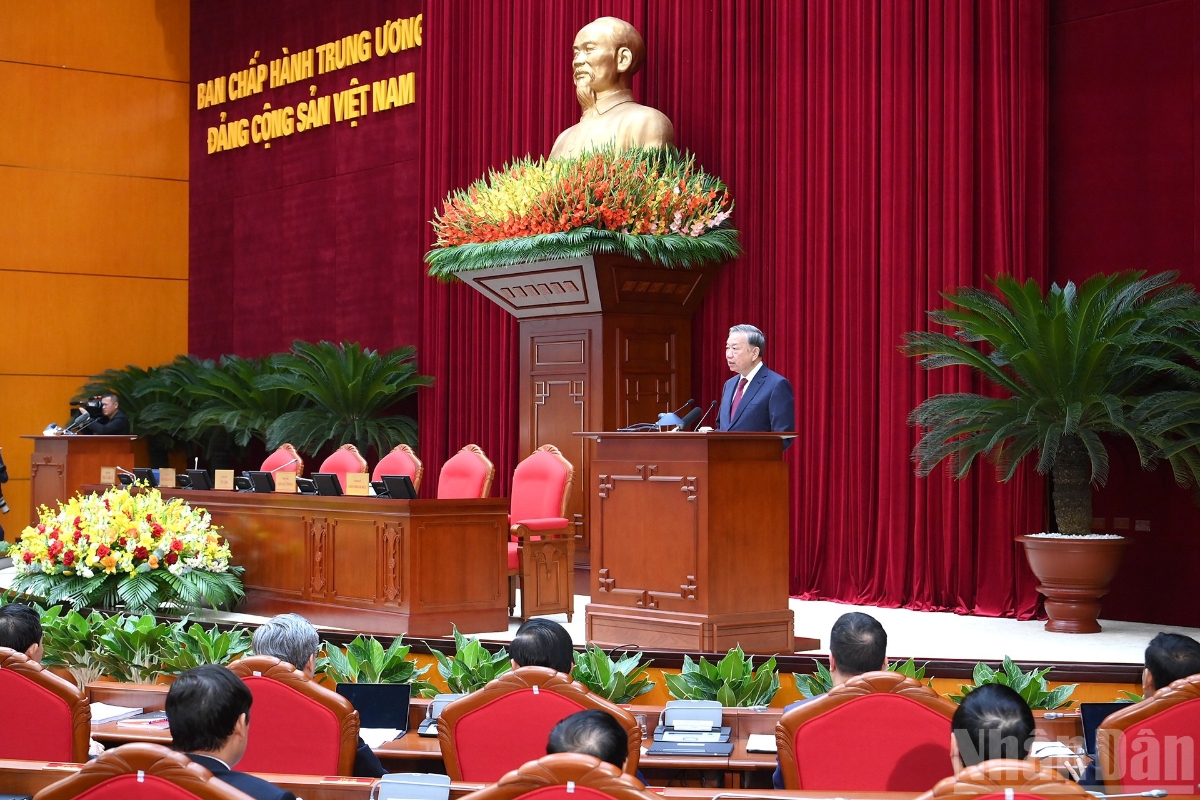 Tổng Bí thư Tô Lâm phát biểu bế mạc hội nghị. Ảnh: Nhân Dân