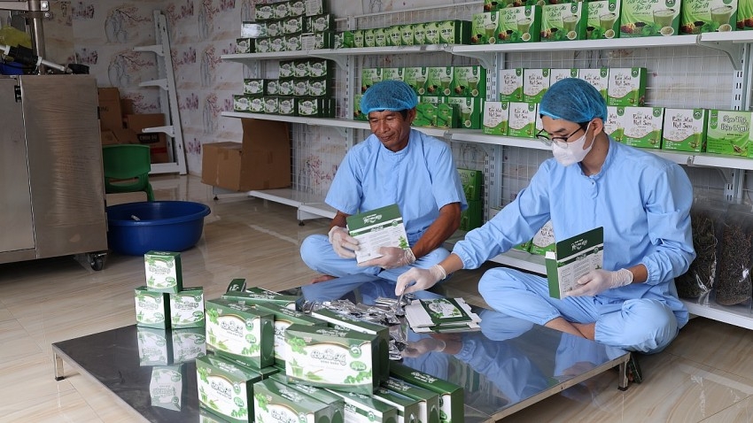 Sản phẩm bột rau má nguyên vị – dòng sản phẩm chủ lực của hợp tác xã.