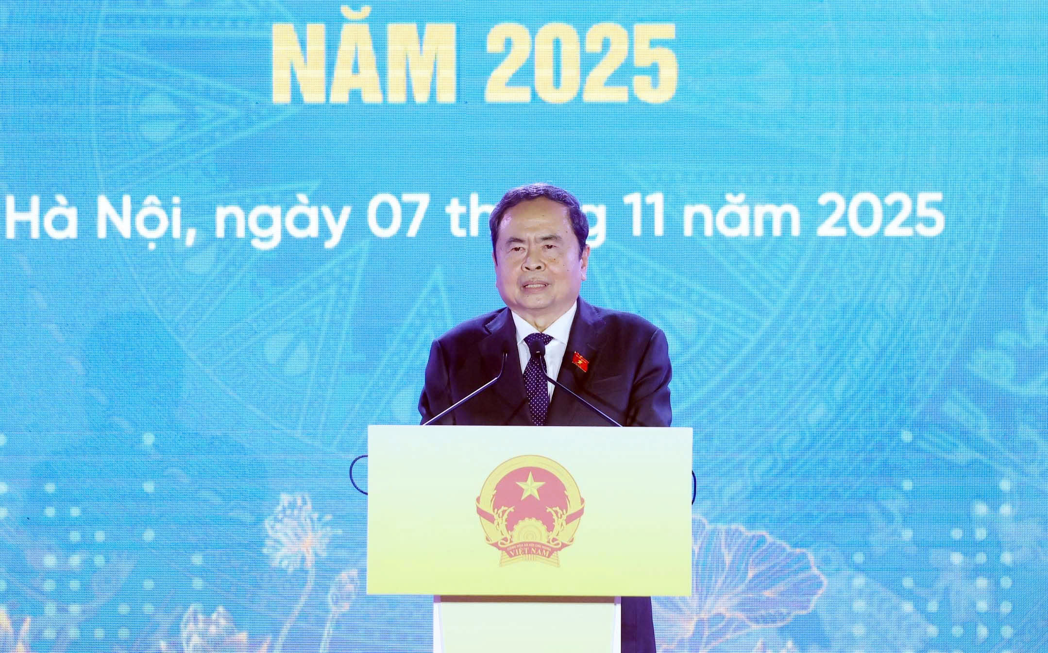 Chủ tịch Quốc hội Trần Thanh Mẫn phát biểu tại buổi lễ. Ảnh:CTV.