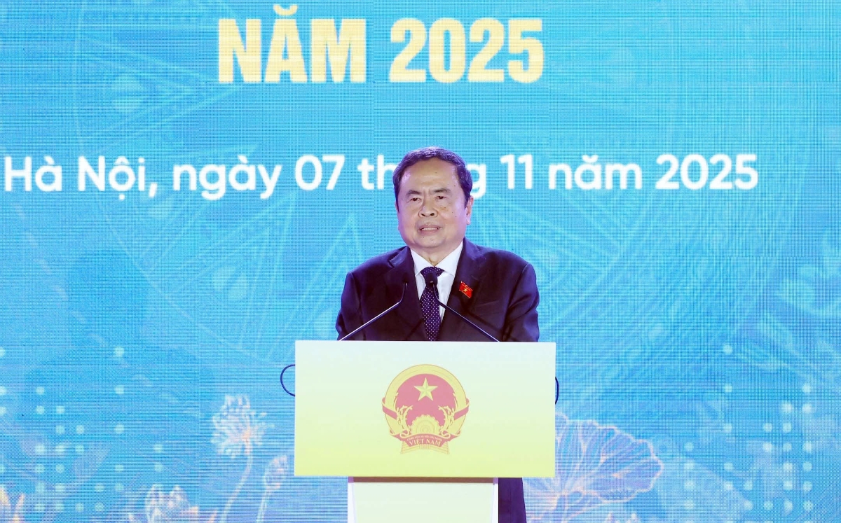 Chủ tịch Quốc hội Trần Thanh Mẫn phát biểu tại buổi lễ. Ảnh:CTV.