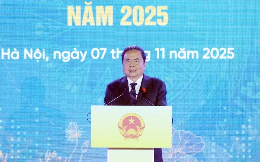 Chủ tịch Quốc hội Trần Thanh Mẫn phát biểu tại buổi lễ. Ảnh:CTV.