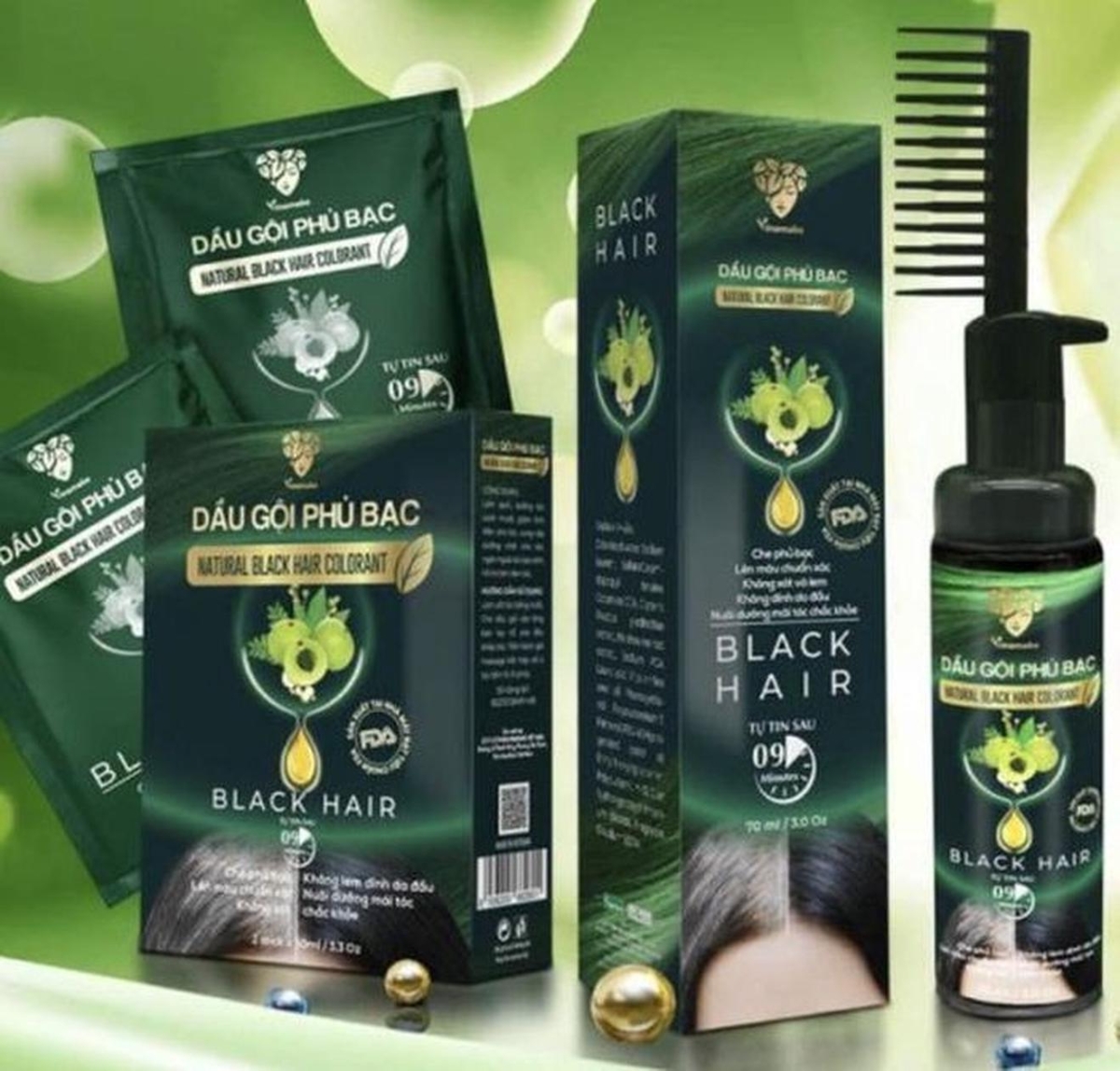 Dầu&nbsp;gội phủ bạc Natural Black Hair Colorant.