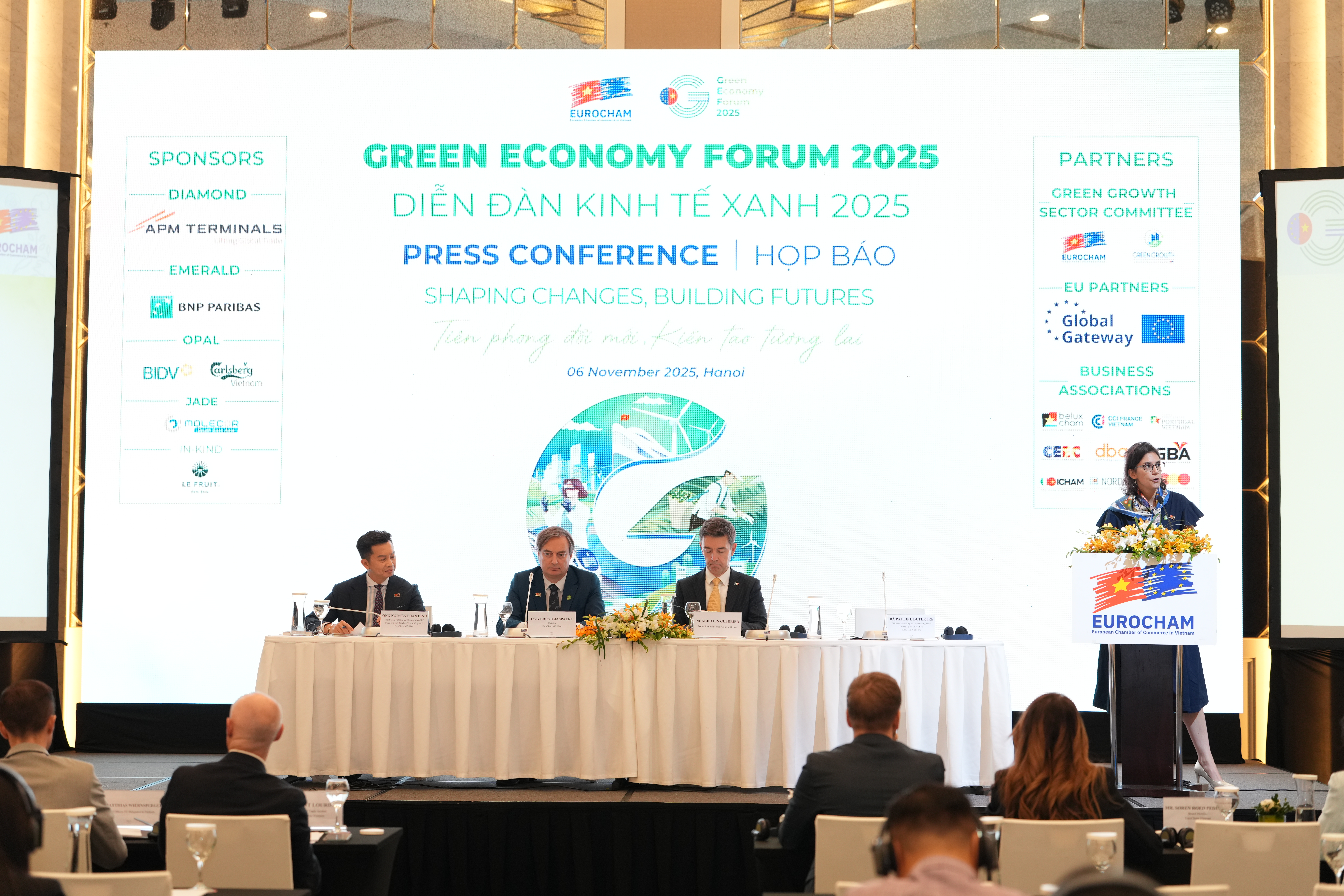 Họp báo công bố Diễn đàn Kinh tế Xanh (GEF) 2025. Ảnh: EuroCham 