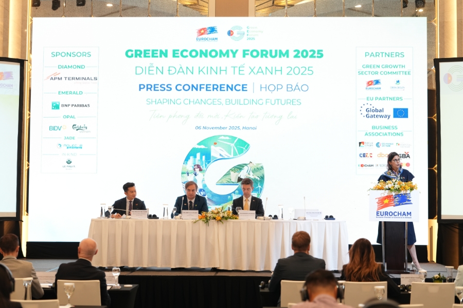 Họp báo công bố Diễn đàn Kinh tế Xanh (GEF) 2025. Ảnh: EuroCham 