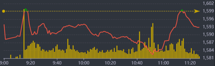 Diễn biến VN-Index sáng nay.