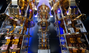 Mô hình chip lượng tử tại trung tâm dữ liệu lượng tử của IBM Đức. Ảnh: Marijan Murat/Zuma Pres