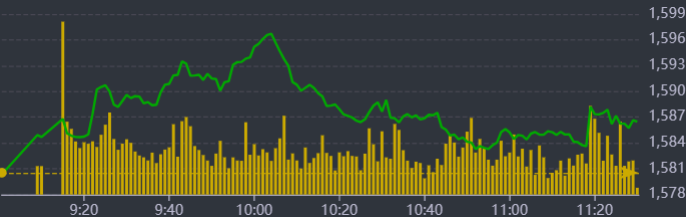 Diễn biến VN-Index sáng nay.