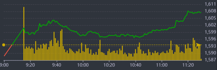 Diễn biến chỉ số VN-Index sáng nay.