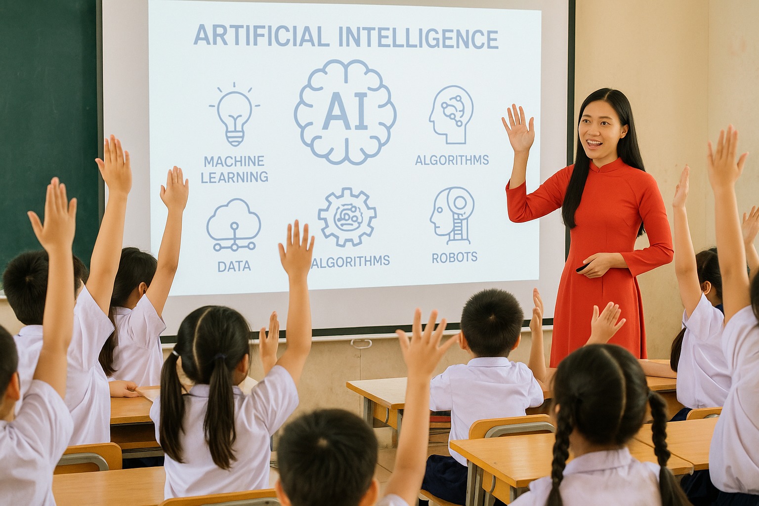 Phần lớn học sinh Việt Nam sử dụng AI hàng ngày hoặc vài lần mỗi tuần. Ảnh do AI minh họa