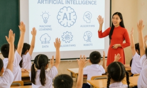 Phần lớn học sinh Việt Nam sử dụng AI hàng ngày hoặc vài lần mỗi tuần. Ảnh do AI minh họa