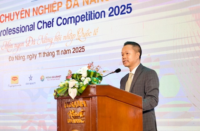 Ông Nguyễn Đức Quỳnh, Chủ tịch Hội khách sạn Đà Nẵng, đại diện Ban tổ chức phát biểu tại sự kiện.