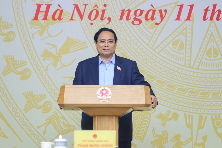 Thủ tướng Phạm Minh Chính, Trưởng Ban Chỉ đạo Trung ương về chính sách nhà ở và thị trường bất động sản, chủ trì phiên họp thứ 3 của Ban Chỉ đạo. Ảnh: VGP