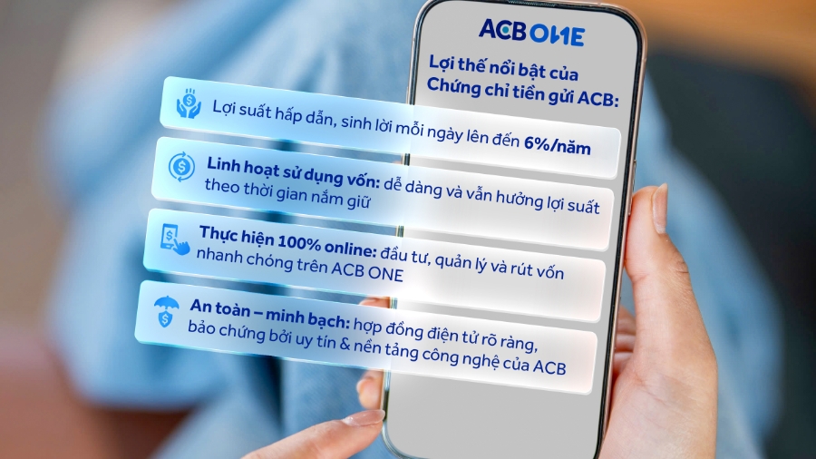 Chứng chỉ tiền gửi ACB có lợi suất tối ưu, sử dụng linh hoạt.