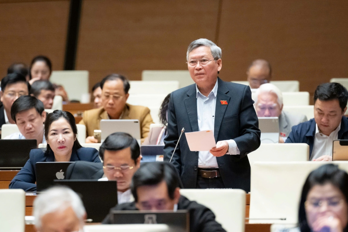 Đại biểu&nbsp;Tô Văn Tám, Đoàn đại biểu Quốc hội tỉnh Quảng Ngãi phát biểu. Ảnh: Quốc hội.&nbsp;