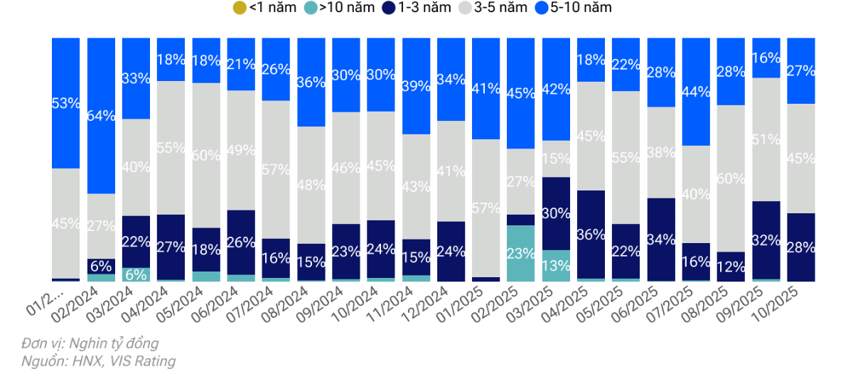 Cấu trúc kỳ hạn của các trái phiếu phát hành mới. Nguồn: VIS Rating