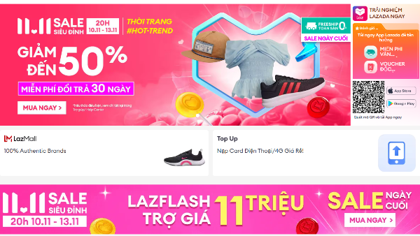 Ngày Độc thân năm nay chứng kiến cuộc đua giảm giá, khuyến mãi sâu của các sàn thương mại điện tử.