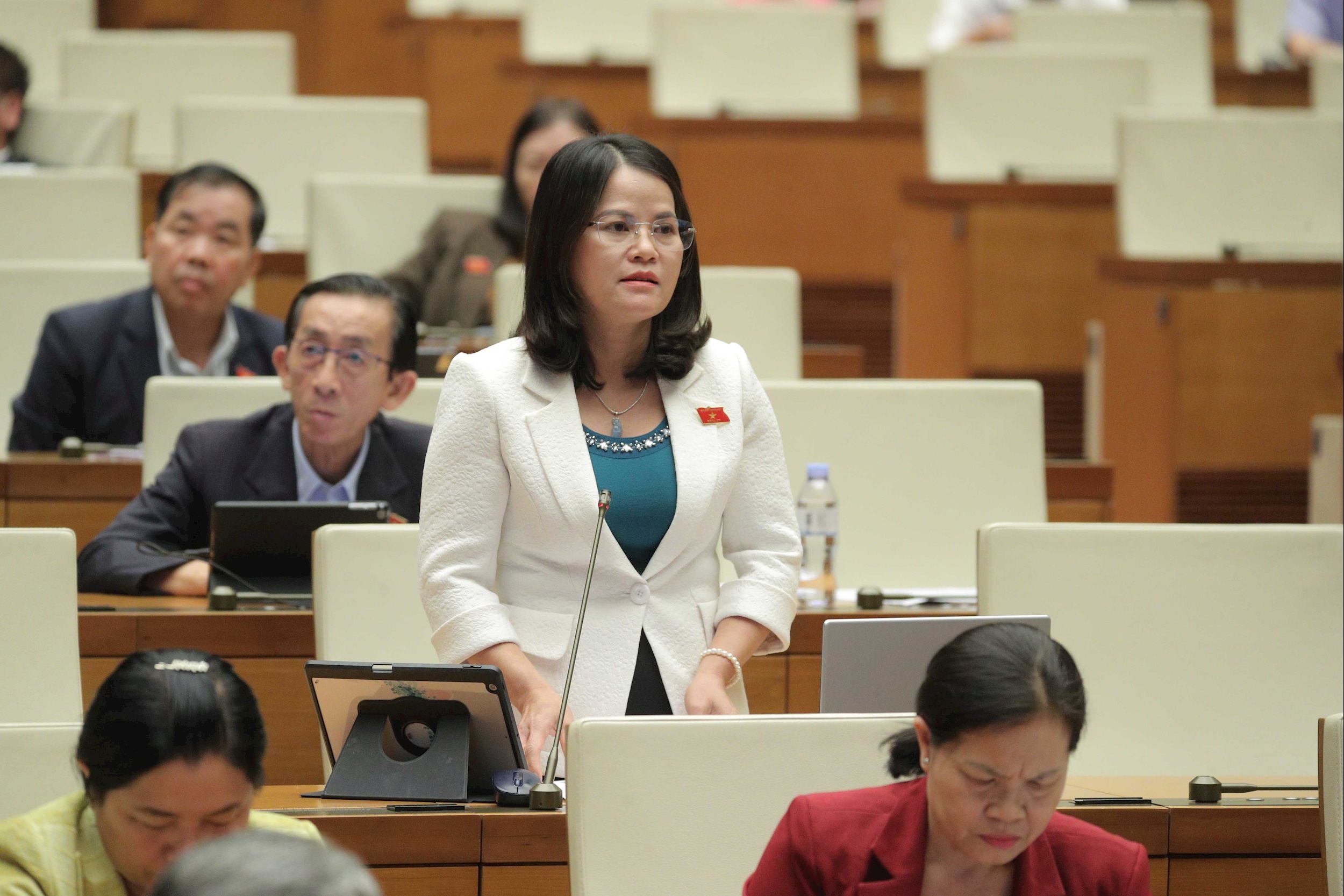 Đại biểu Nguyễn Hoàng Bảo Trân (TP.HCM) phát biểu tại Quốc hội. Ảnh: Hồ Long.