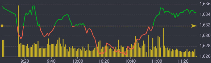 Diễn biến chỉ số VN-Index sáng nay.