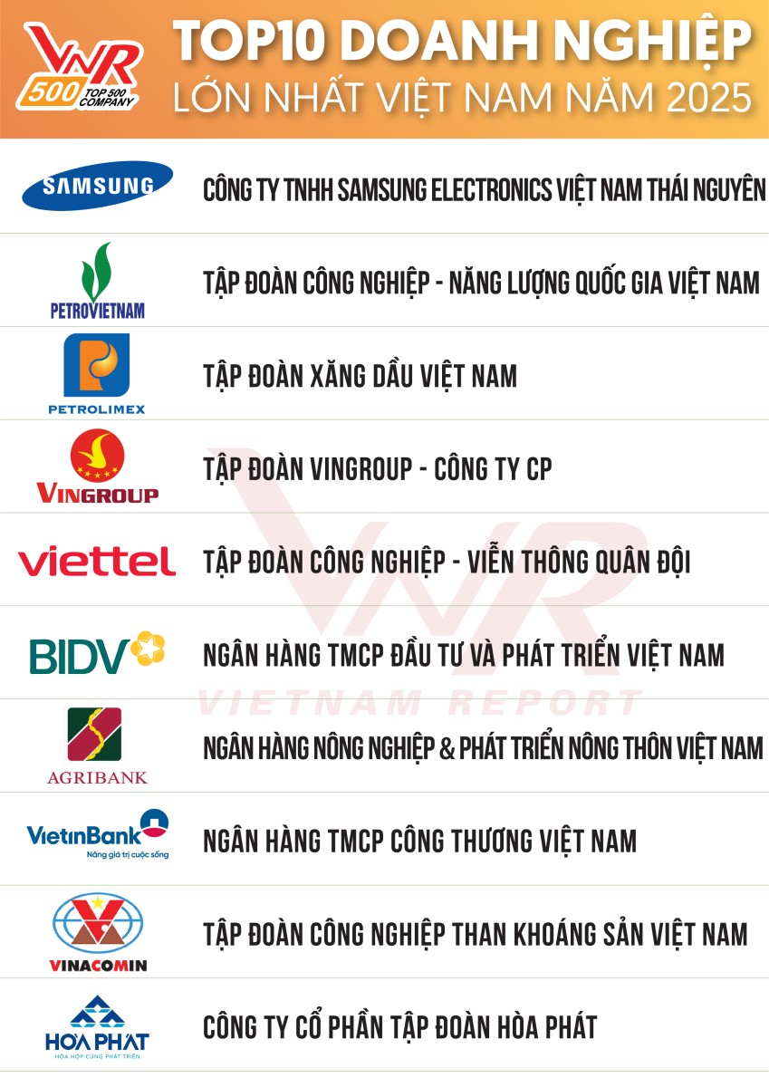 Tập đoàn Hòa Phát nằm trong Top 10 doanh nghiệp lớn nhất Việt Nam.