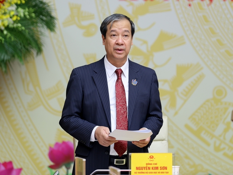Bộ trưởng Bộ Giáo dục và Đào tạo Nguyễn Kim Sơn phát biểu. Ảnh VGP&nbsp;