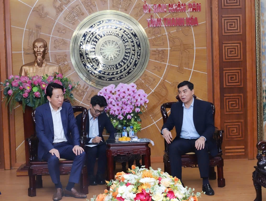 Tập đoàn Sumitomo (Nhật Bản) làm việc với lãnh đạo tỉnh Thanh Hóa. Ảnh: Xuân Nghĩa