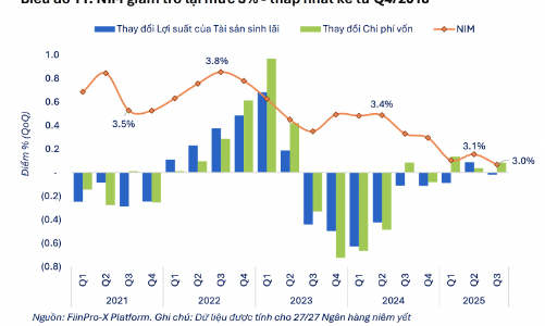 NIM toàn ngành ngân hàng về mức thấp nhất kể từ cuối 2018, rủi ro định giá cổ phiếu 