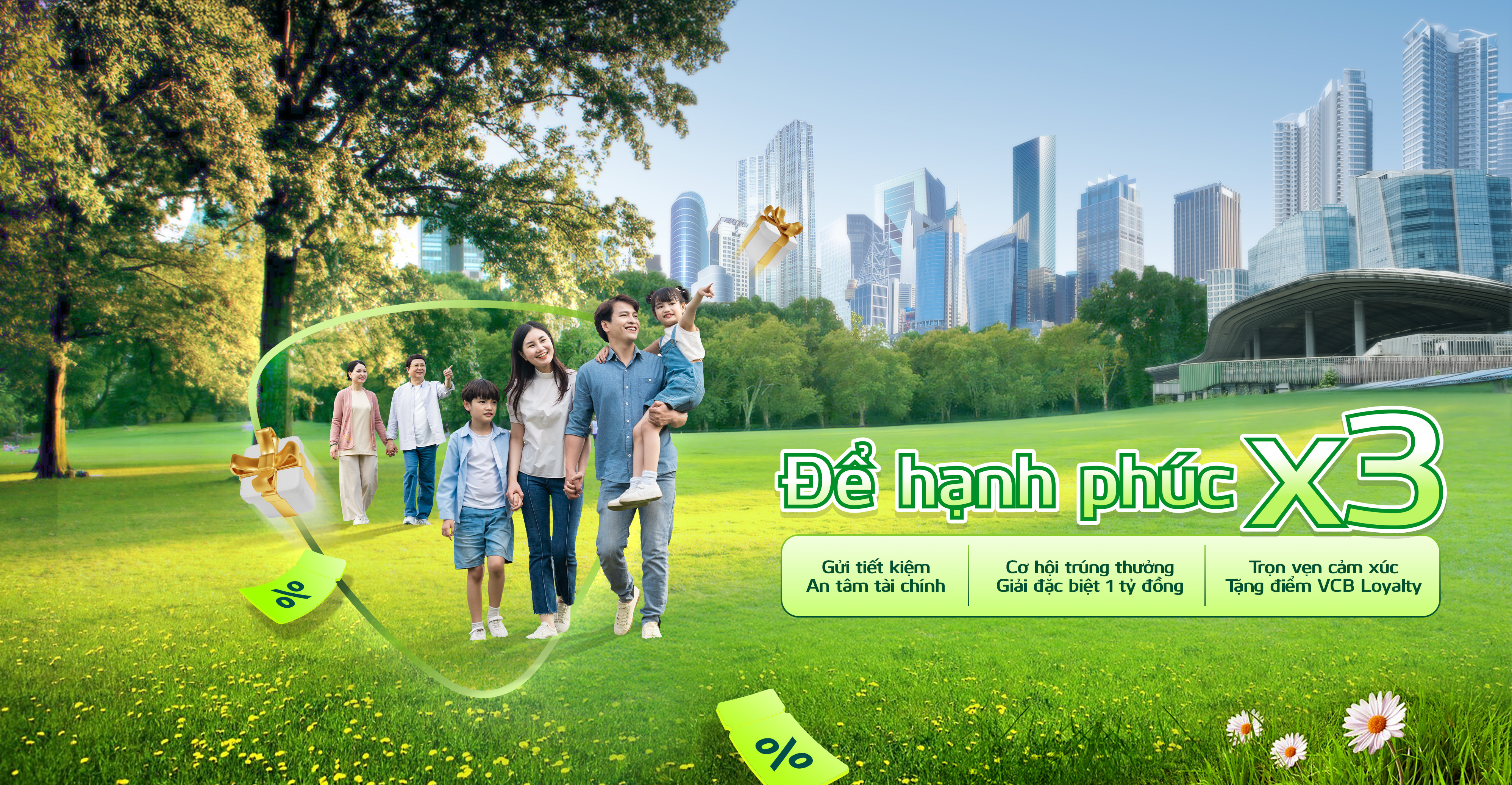 Gửi tiết kiệm, nhân ba niềm vui cùng Vietcombank