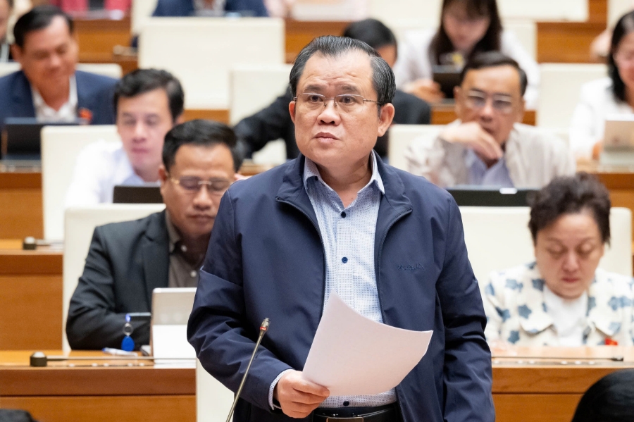 Đại biểu Nguyễn Tâm Hùng, Đoàn đại biểu Quốc hội TP.HCM phát biểu. Ảnh: Quốc hội.

