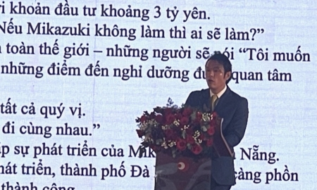 Ông Odaka Yoshimune, Chủ tịch Tập đoàn Mikazuki,phát biểu tại Lễ khởi công.giai đoạn 2 dự án. Ảnh Ngô Anh Văn