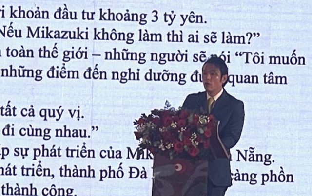 Ông Odaka Yoshimune, Chủ tịch Tập đoàn Mikazuki,phát biểu tại Lễ khởi công.giai đoạn 2 dự án. Ảnh Ngô Anh Văn