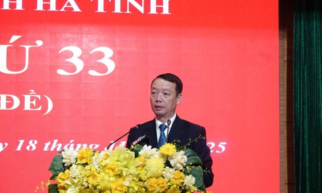 Ông Phan Thiên Định tân Chủ tịch tỉnh Hà Tĩnh phát biểu nhận nhiệm vụ