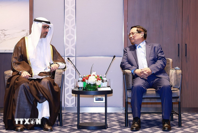 Thủ tướng Phạm Minh Chính tiếp ông Nawaf Saud Al Sabah, Phó Chủ tịch Hội đồng quản trị kiêm Tổng giám đốc điều hành Tập đoàn Dầu khí Kuwait. Ảnh: TTXVN.