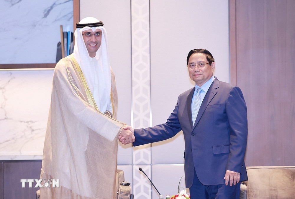 Thủ tướng Phạm Minh Chính tiếp ông Sheikh Saoud Salem Abdulaziz Al-Sabah, Chủ tịch Ủy ban Đầu tư của Hội đồng quản trị, Tổng giám đốc Quỹ đầu tư Kuwait. Ảnh: TTXVN.