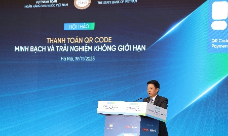 Ông Phạm Tiến Dũng, Phó Thống đốc Ngân hàng Nhà nước Việt Nam phát biểu tại Hội thảo (Ảnh: Việt Dũng)
