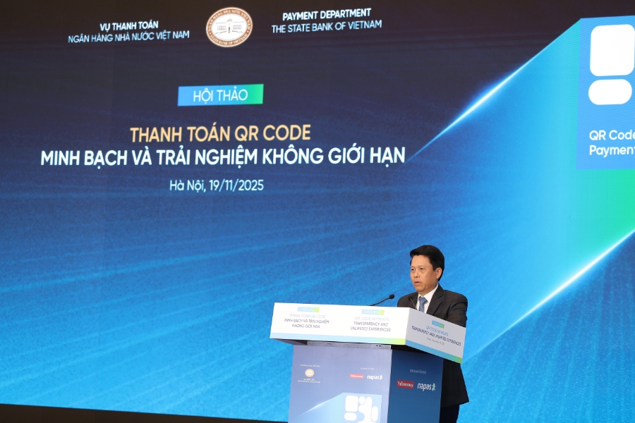 Ông Phạm Tiến Dũng, Phó Thống đốc Ngân hàng Nhà nước Việt Nam phát biểu tại Hội thảo (Ảnh: Việt Dũng)