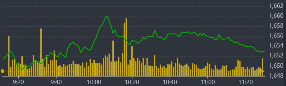 Diễn biến VN-Index sáng nay.